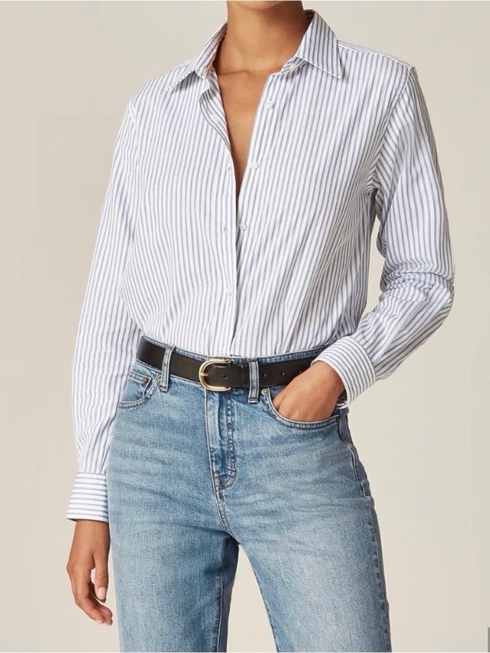 J.Crew Jules classic-fit button-up shirt in striped cotton poplin money sz 4